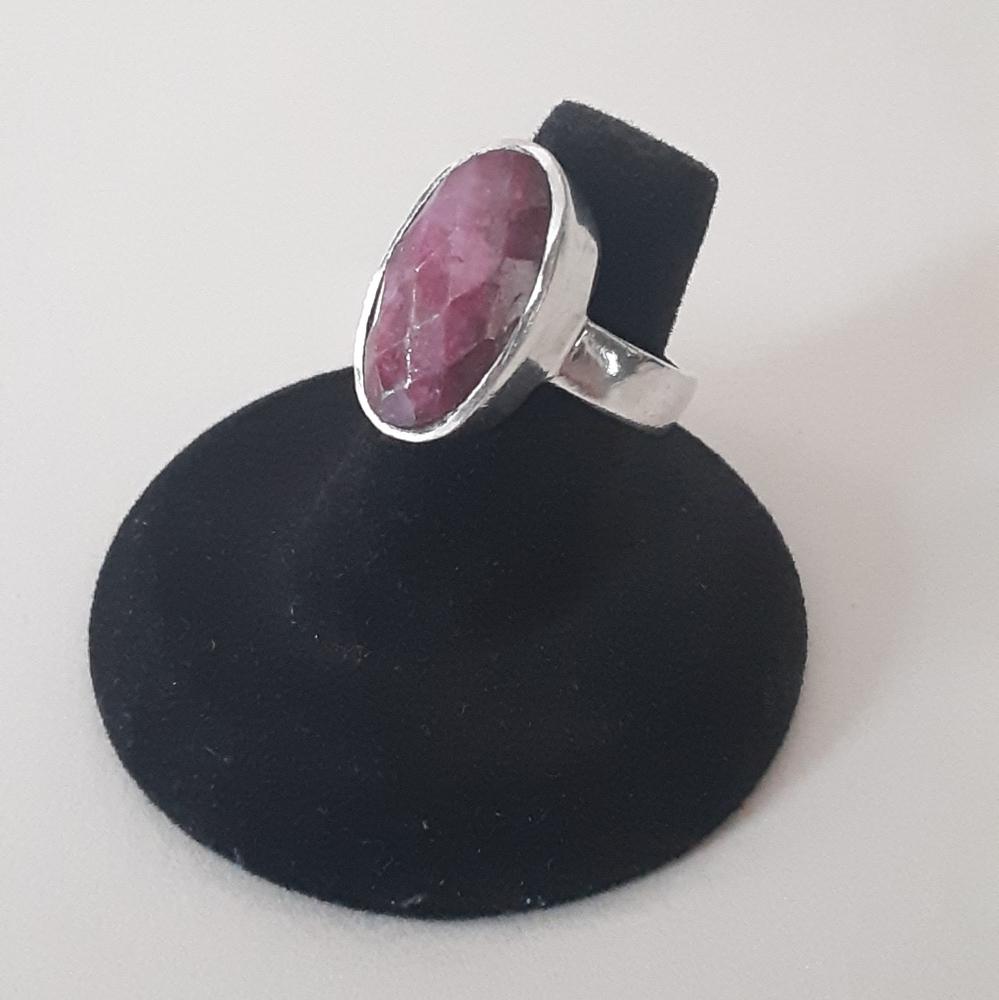 Faceted Ruby Stone Ring